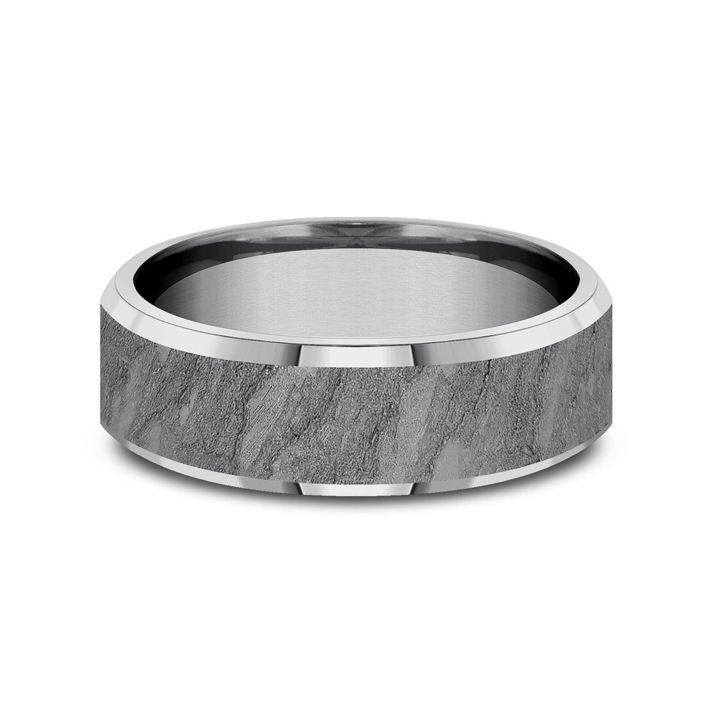 The Vesuvius Men's Wedding Band in Grey Tantalum - 7mm Width by Tantalum
