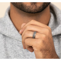 The Vesuvius Men's Wedding Band in Grey Tantalum - 7mm Width by Tantalum