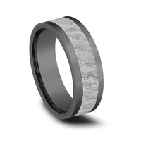 The Vesuvius Men's Wedding Band in Grey Tantalum and 14K White Gold - 8mm Width by Ammara Stone