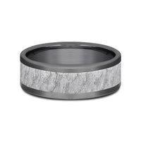 The Vesuvius Men's Wedding Band in Grey Tantalum and 14K White Gold - 8mm Width by Ammara Stone
