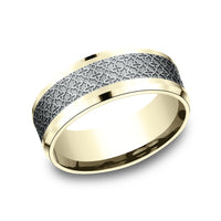 The Vienna Men's Wedding Band in 14K Yellow and White Gold - 8mm Width by Benchmark