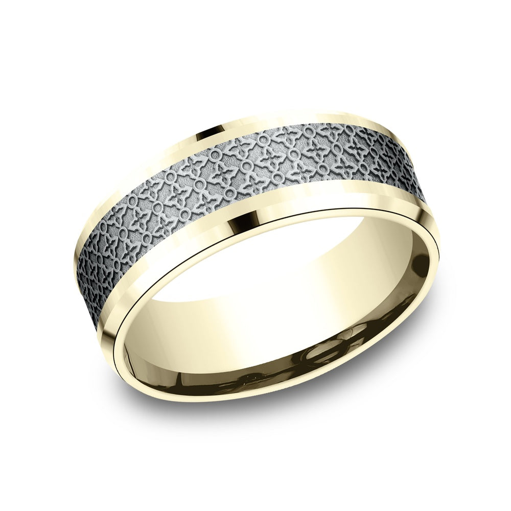 The Vienna Men's Wedding Band in 14K Yellow and White Gold - 8mm Width by Benchmark
