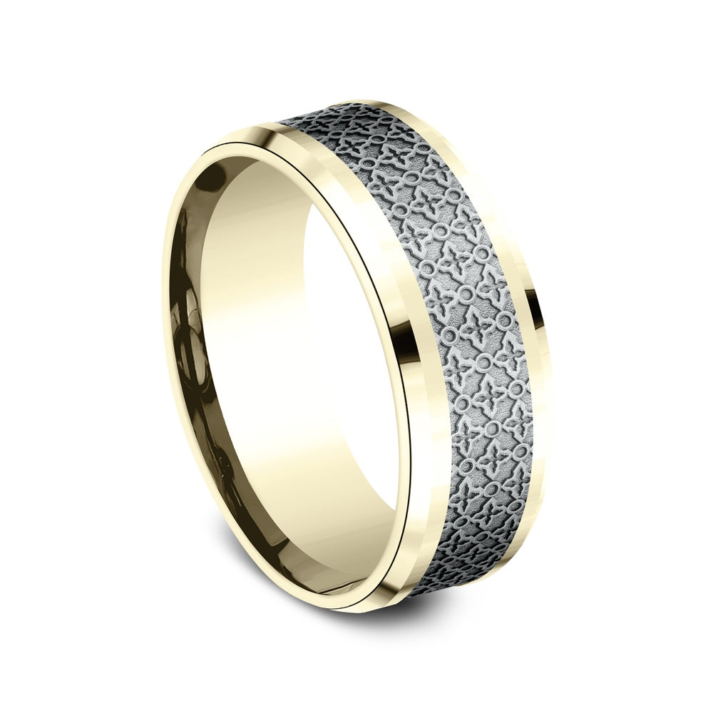 The Vienna Men's Wedding Band in 14K Yellow and White Gold - 8mm Width by Benchmark