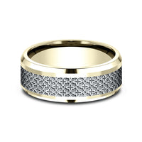 The Vienna Men's Wedding Band in 14K Yellow and White Gold - 8mm Width by Benchmark