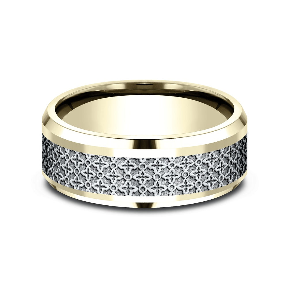 The Vienna Men's Wedding Band in 14K Yellow and White Gold - 8mm Width by Benchmark