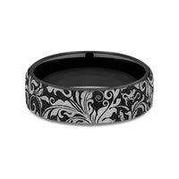 The Vine Men's Wedding Band in Grey and Black Titanium - 6.5mm Width by Forge