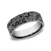 The Vine Men's Wedding Band in Grey Tantalum - 7mm Width by Tantalum