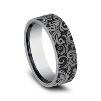 The Vine Men's Wedding Band in Grey Tantalum - 7mm Width by Tantalum