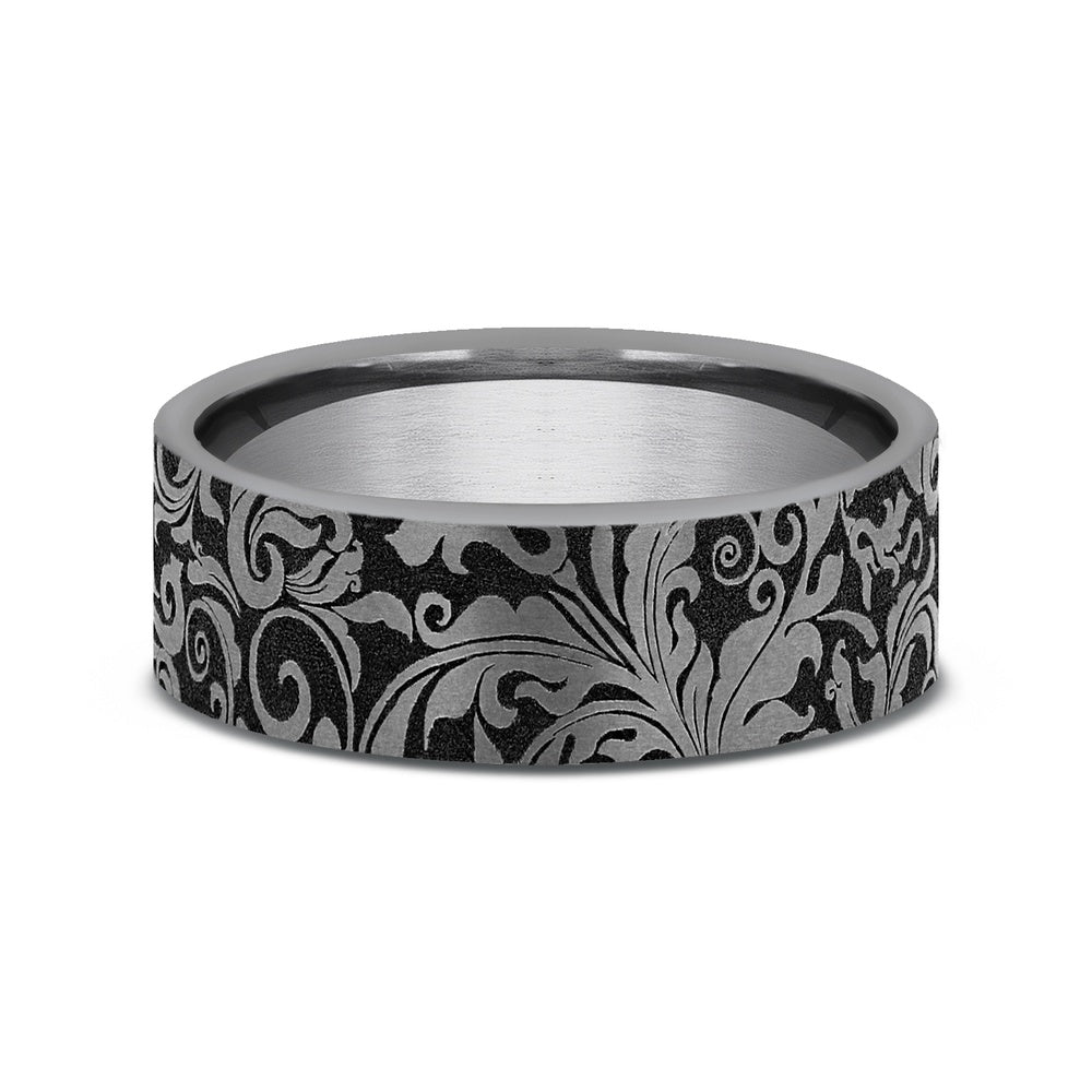 The Vine Men's Wedding Band in Grey Tantalum - 7mm Width by Tantalum