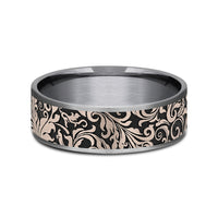The Vine Men's Wedding Band in Grey Tantalum and 14K Rose Gold - 7.5mm Width by Ammara Stone