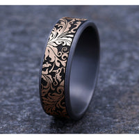 The Vine Men's Wedding Band in Grey Tantalum and 14K Rose Gold - 7.5mm Width by Ammara Stone