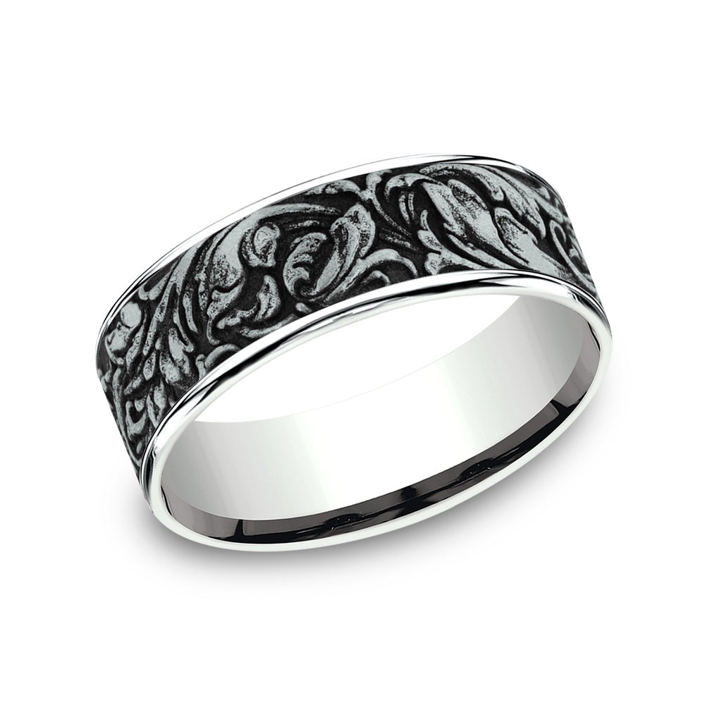 The Vineyard Men's Wedding Band in 14K White Gold - 7.5mm Width by Benchmark