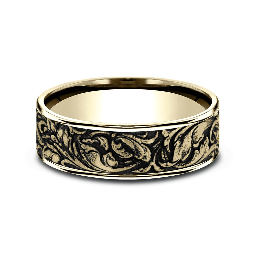 The Vineyard Men's Wedding Band in 14K Yellow Gold - 7.5mm Width by Benchmark