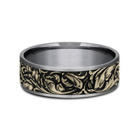 The Vineyard Men's Wedding Band in Grey Tantalum and 14K Yellow Gold - 7.5mm Width by Ammara Stone