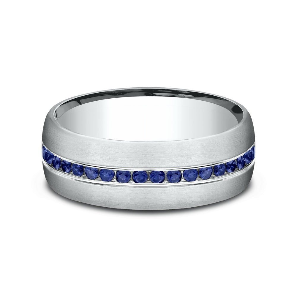 The Viscount Men's Wedding Band in 14K White Gold - 7.5mm Width by Benchmark
