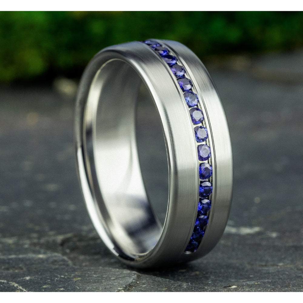 The Viscount Men's Wedding Band in 14K White Gold - 7.5mm Width by Benchmark
