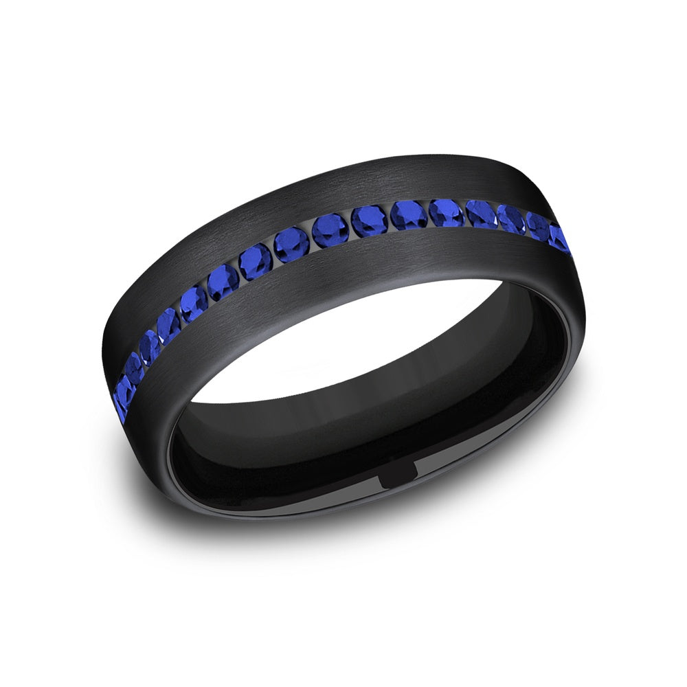 The Viscount Men's Wedding Band in Black Titanium - 6.5mm Width by Forge