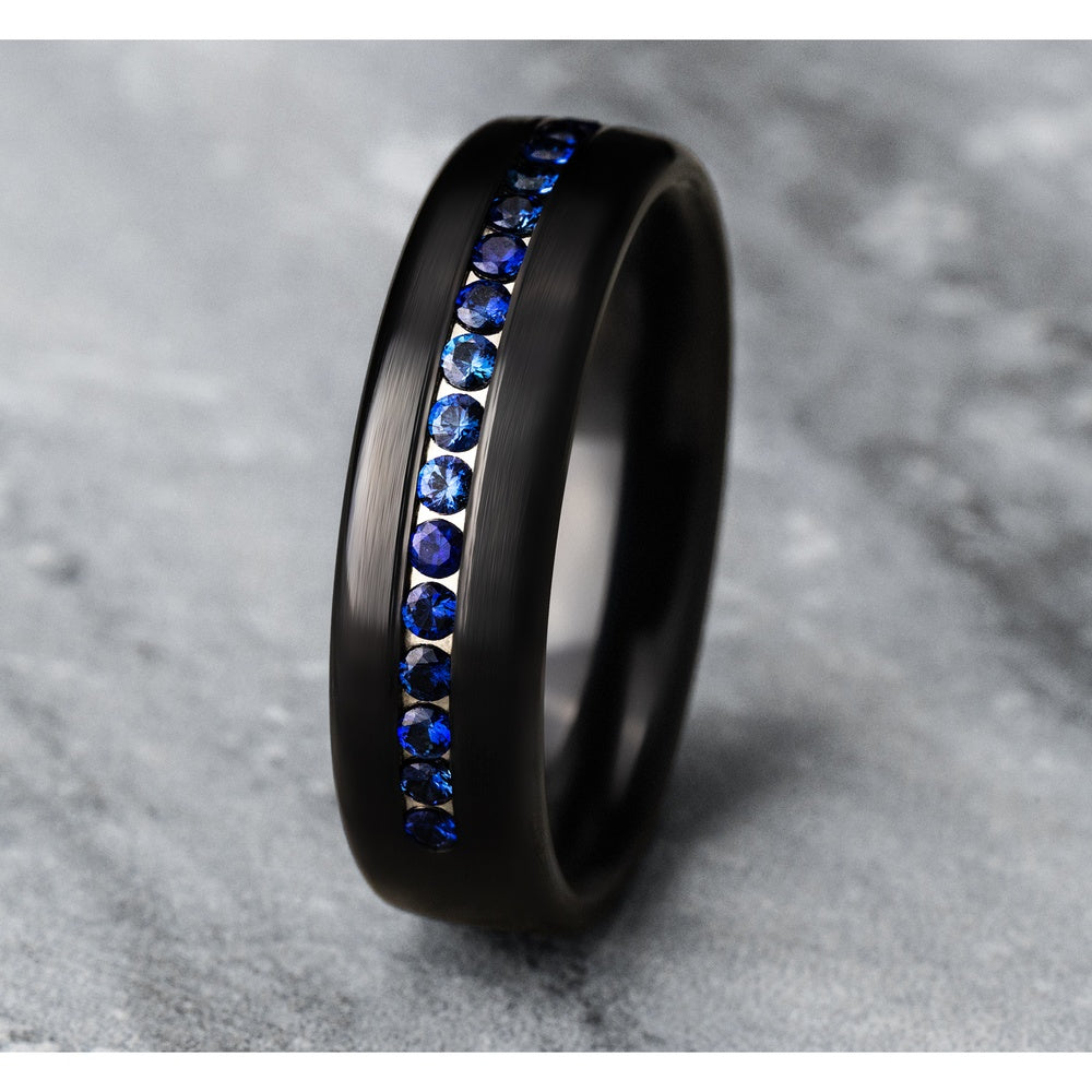 The Viscount Men's Wedding Band in Black Titanium - 6.5mm Width by Forge