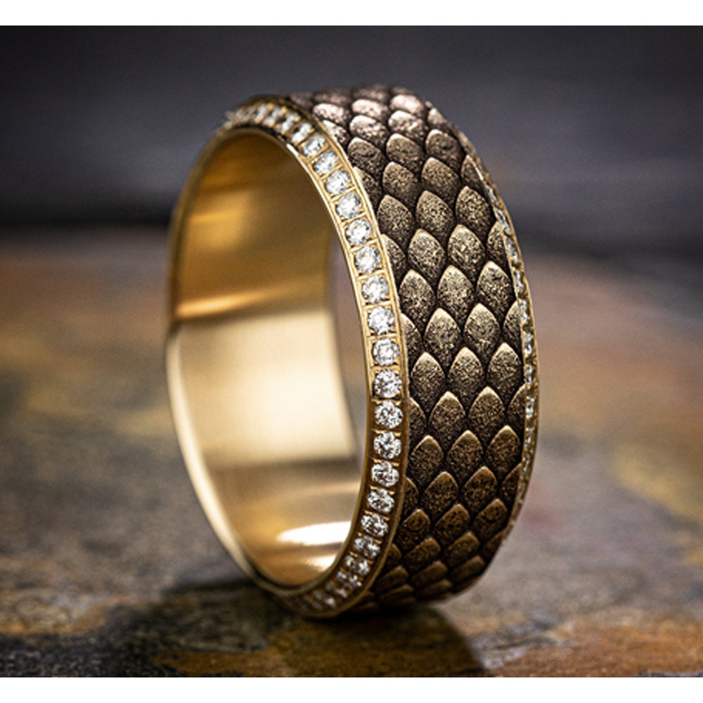 The Viserion Men's Wedding Band in 14K Yellow Gold - 9mm Width by Benchmark
