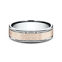 The Voltaire Men's Wedding Band in 14K White and Rose Gold - 6mm Width by Benchmark