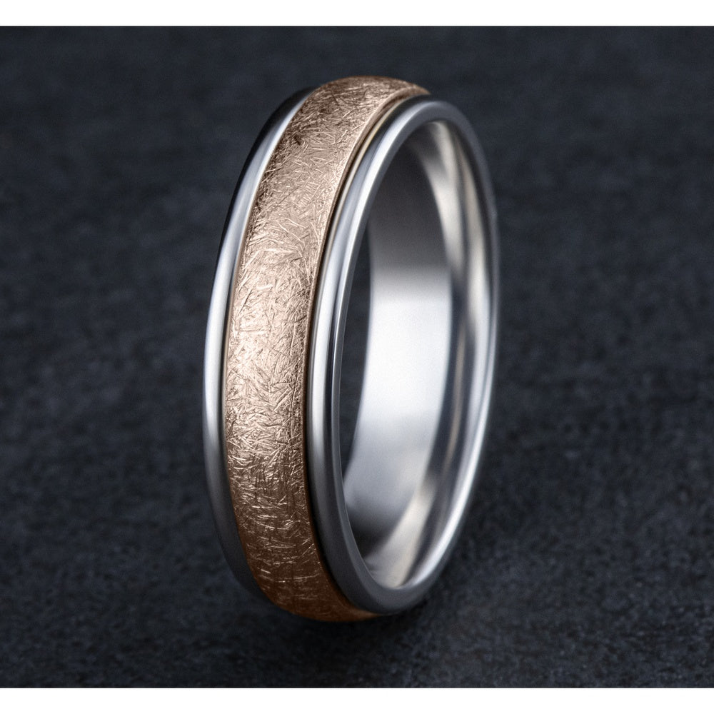 The Voltaire Men's Wedding Band in 14K White and Rose Gold - 6mm Width by Benchmark