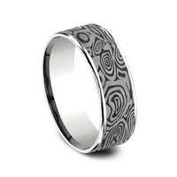 The Vortex Men's Wedding Band in 14K White Gold and Grey Tantalum - 7.5mm Width by Ammara Stone