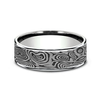 The Vortex Men's Wedding Band in 14K White Gold and Grey Tantalum - 7.5mm Width by Ammara Stone