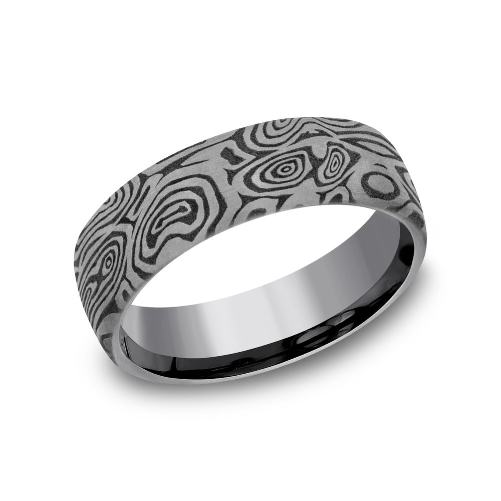 The Vortex Men's Wedding Band in Grey Tantalum - 6.5mm Width by Tantalum