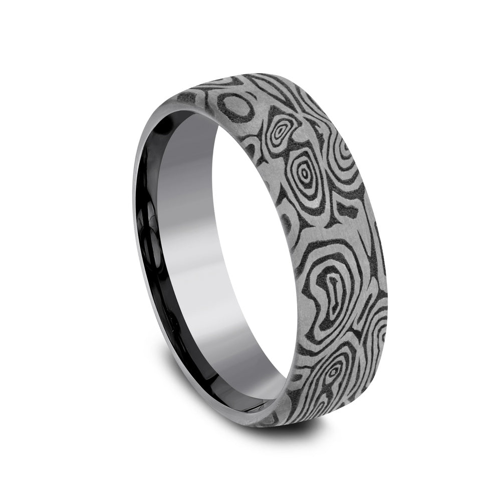 The Vortex Men's Wedding Band in Grey Tantalum - 6.5mm Width by Tantalum