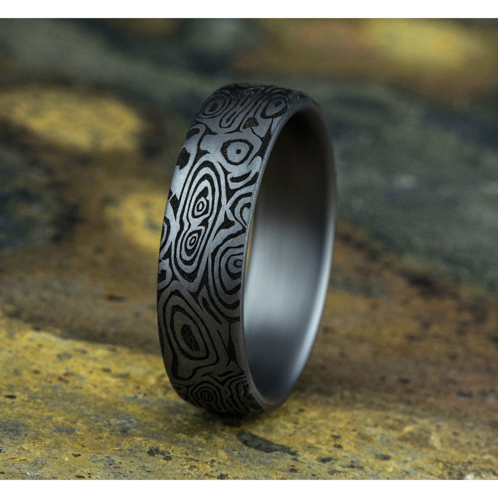 The Vortex Men's Wedding Band in Grey Tantalum - 6.5mm Width by Tantalum