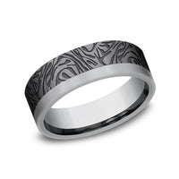 The Warrior Men's Wedding Band in Grey and Tantalum - 7mm Width by Tantalum