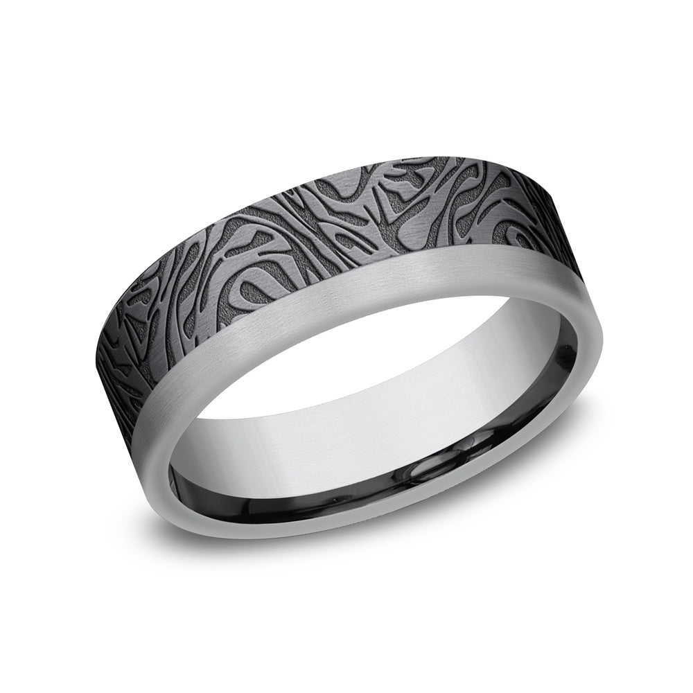The Warrior Men's Wedding Band in Grey and Tantalum - 7mm Width by Tantalum