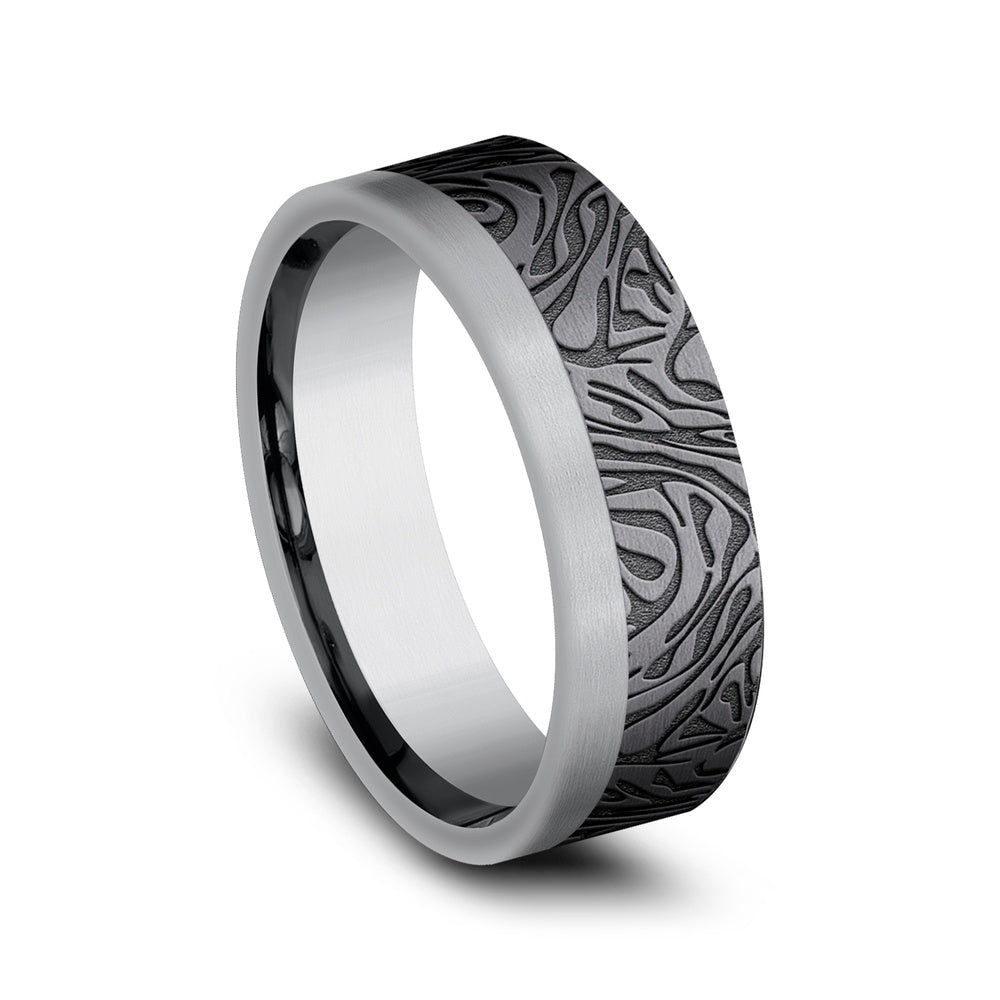 The Warrior Men's Wedding Band in Grey and Tantalum - 7mm Width by Tantalum