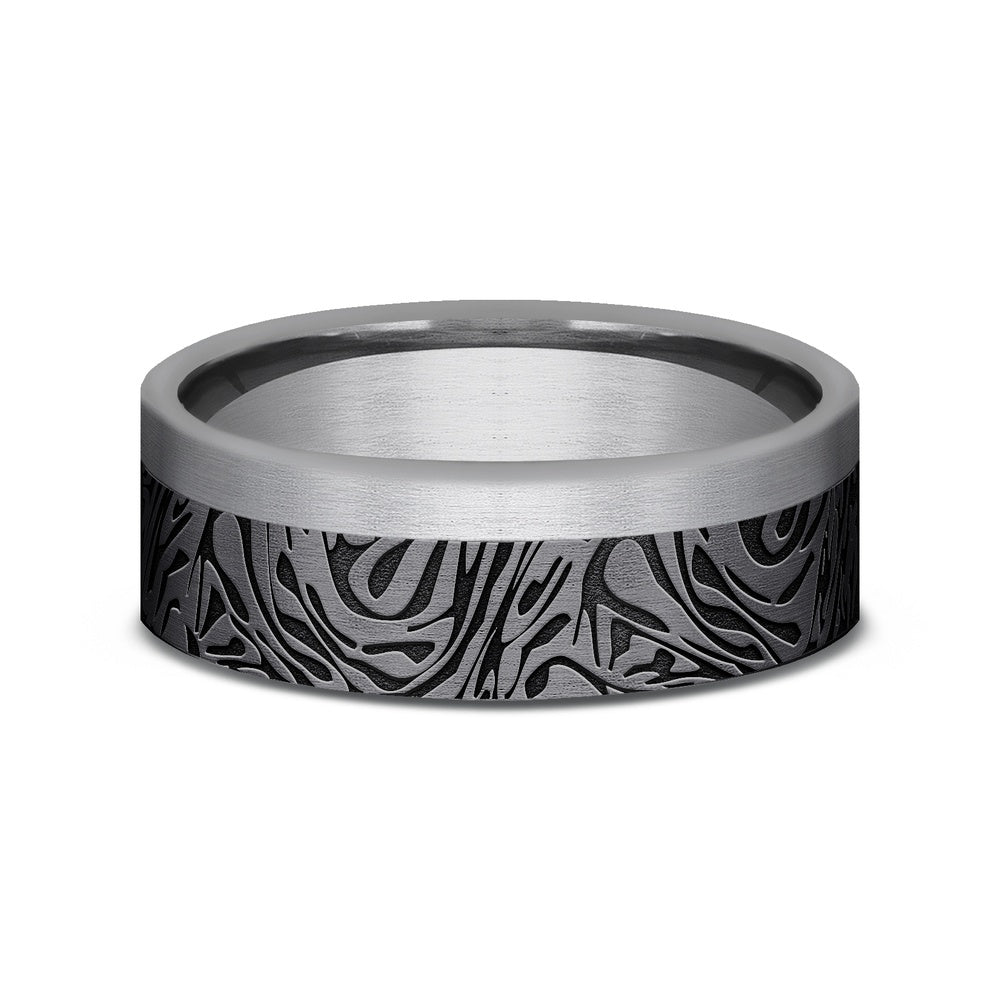 The Warrior Men's Wedding Band in Grey and Tantalum - 7mm Width by Tantalum