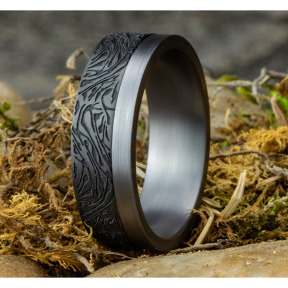 The Warrior Men's Wedding Band in Grey and Tantalum - 7mm Width by Tantalum
