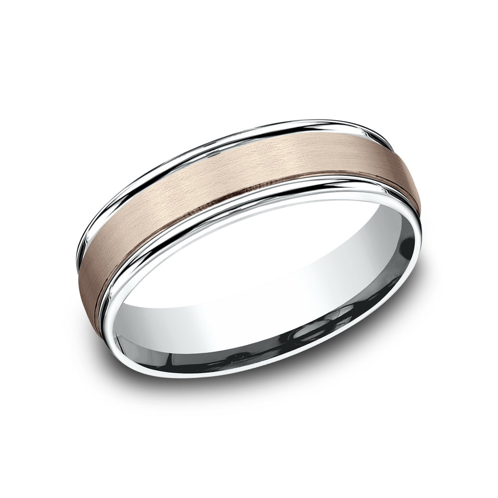 The Washington Men's Wedding Band in 14K Rose and White Gold - 6mm Width by Benchmark