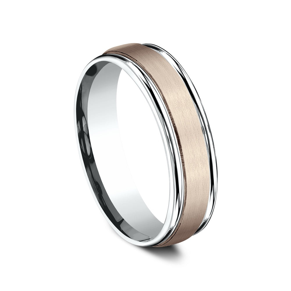 The Washington Men's Wedding Band in 14K Rose and White Gold - 6mm Width by Benchmark
