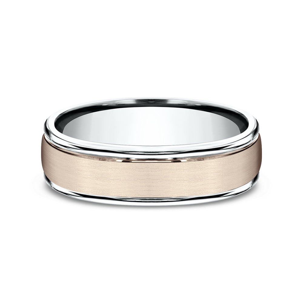 The Washington Men's Wedding Band in 14K Rose and White Gold - 6mm Width by Benchmark