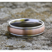 The Washington Men's Wedding Band in 14K Rose and White Gold - 6mm Width by Benchmark