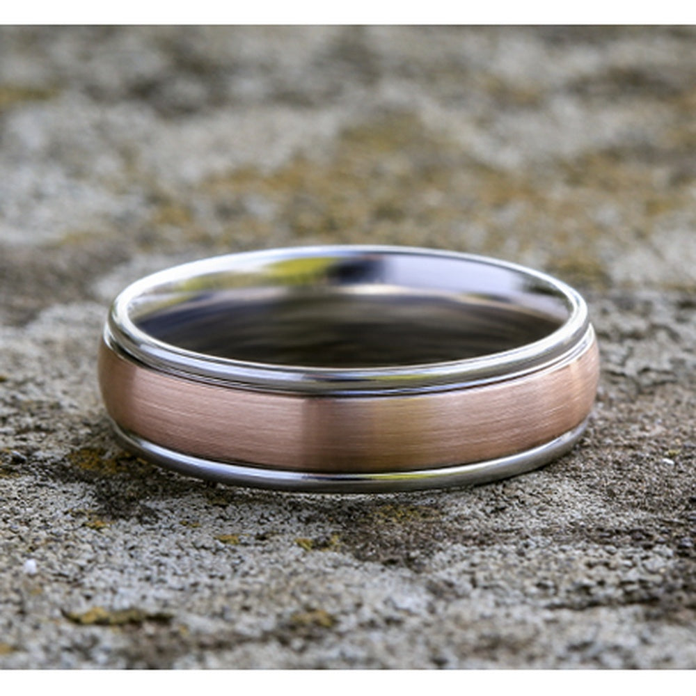 The Washington Men's Wedding Band in 14K Rose and White Gold - 6mm Width by Benchmark