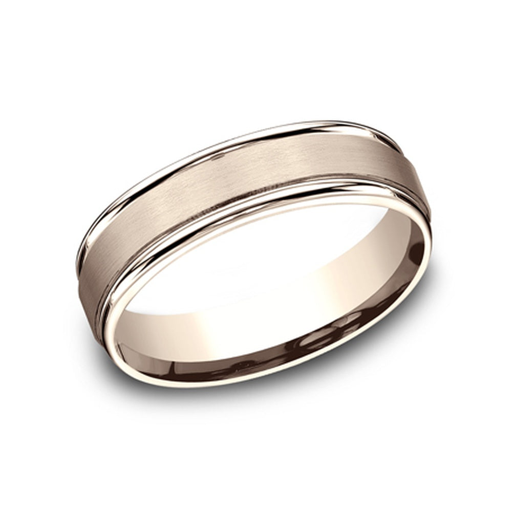 The Washington Men's Wedding Band in 14K Rose Gold - 6mm Width by Benchmark