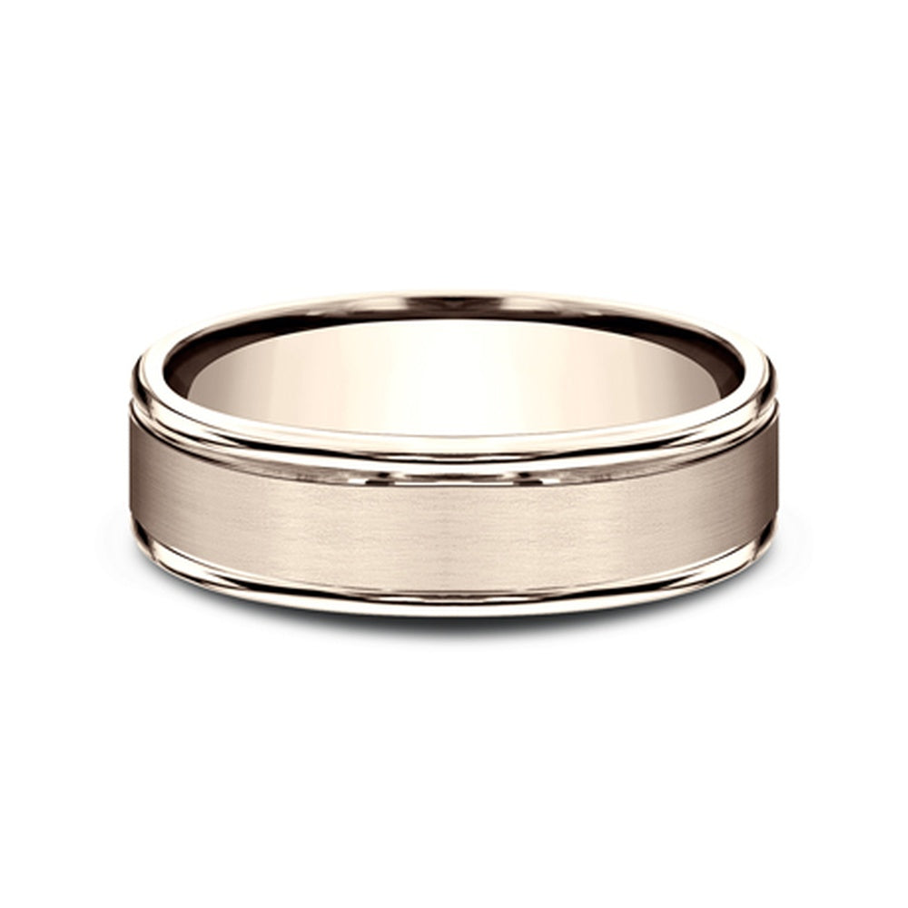 The Washington Men's Wedding Band in 14K Rose Gold - 6mm Width by Benchmark
