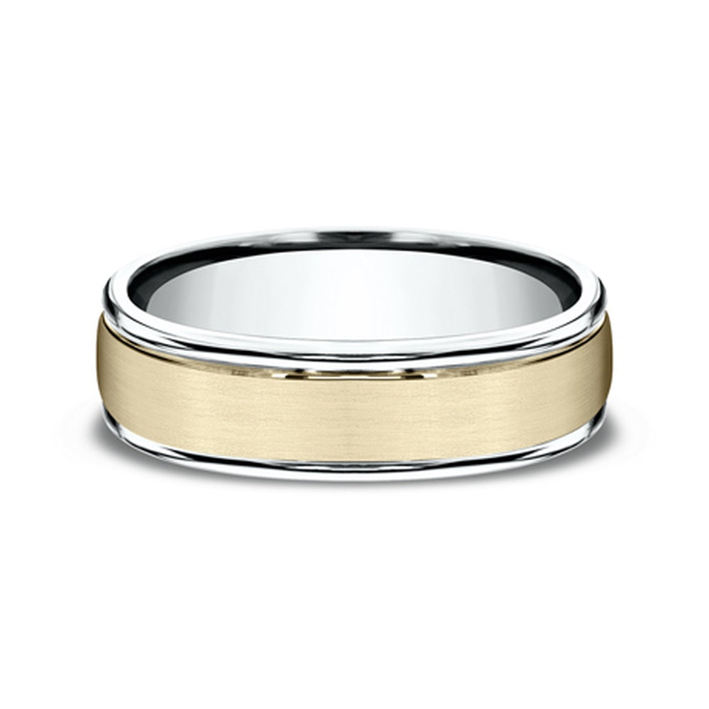 The Washington Men's Wedding Band in 14K White and Yellow Gold - 6mm Width by Benchmark
