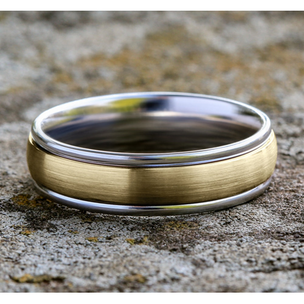 The Washington Men's Wedding Band in 14K White and Yellow Gold - 6mm Width by Benchmark