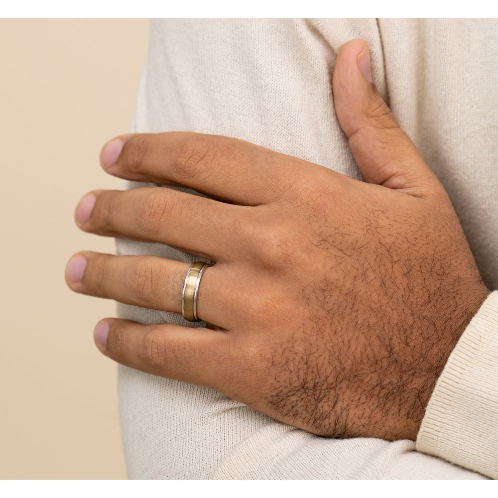 The Washington Men's Wedding Band in 14K White and Yellow Gold - 6mm Width by Benchmark