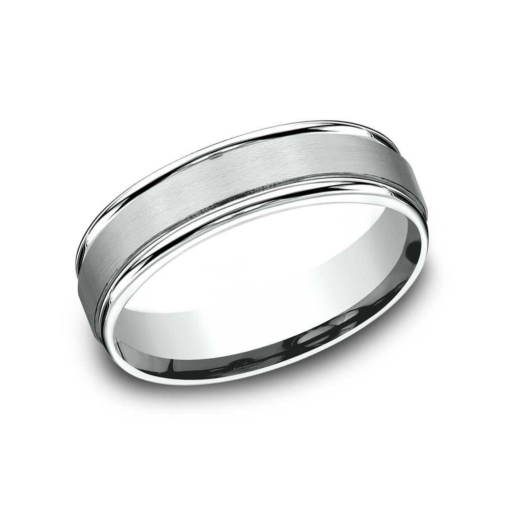 The Washington Men's Wedding Band in 14K White Gold - 6mm Width by Benchmark