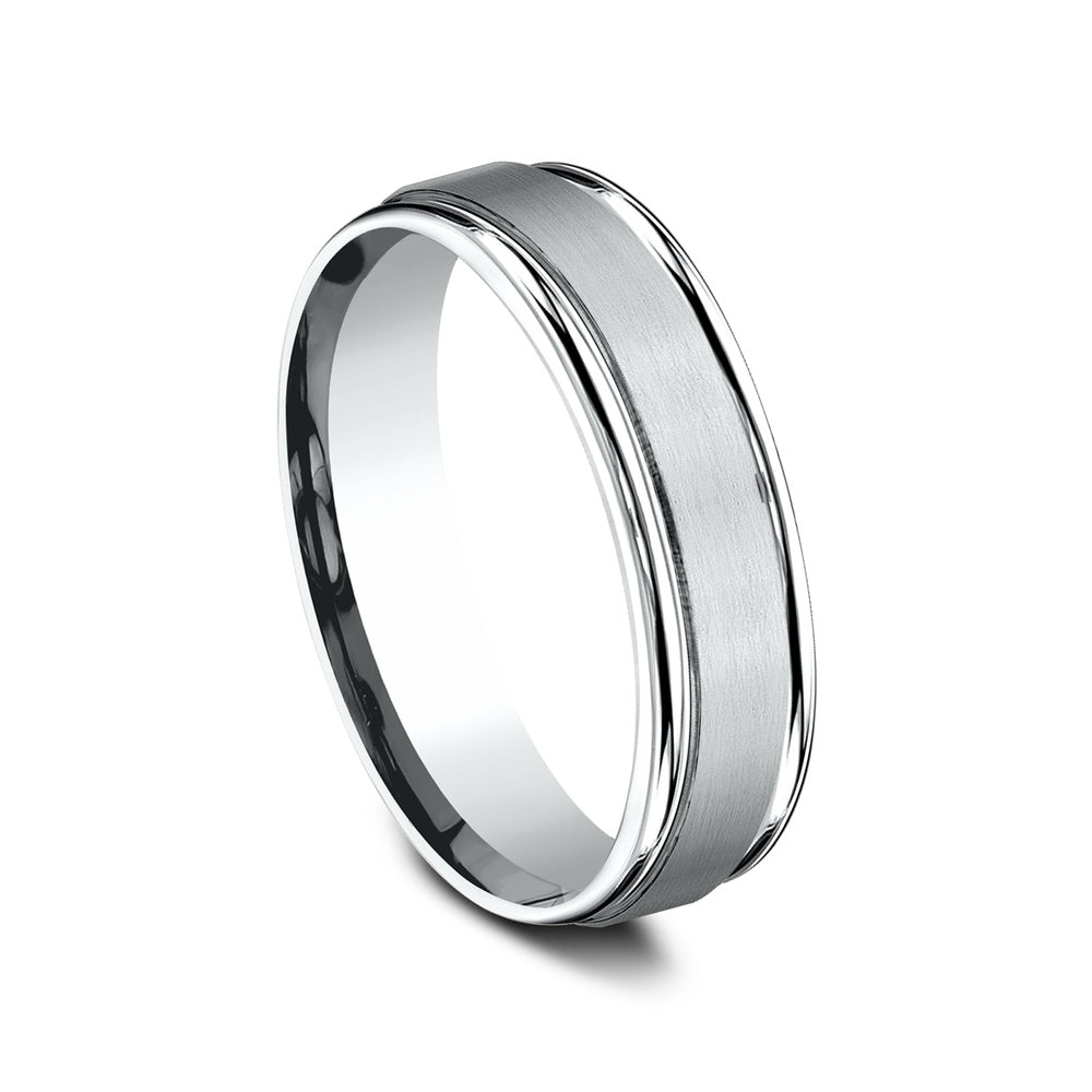 The Washington Men's Wedding Band in 14K White Gold - 6mm Width by Benchmark