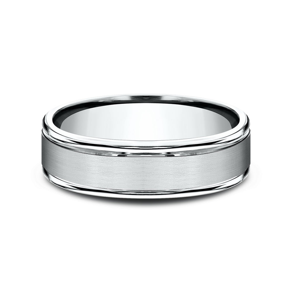 The Washington Men's Wedding Band in 14K White Gold - 6mm Width by Benchmark