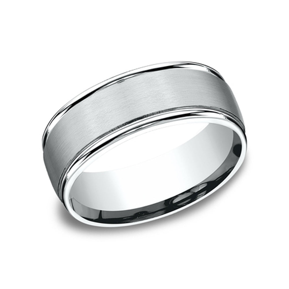 The Washington Men's Wedding Band in 14K White Gold - 8mm Width by Benchmark