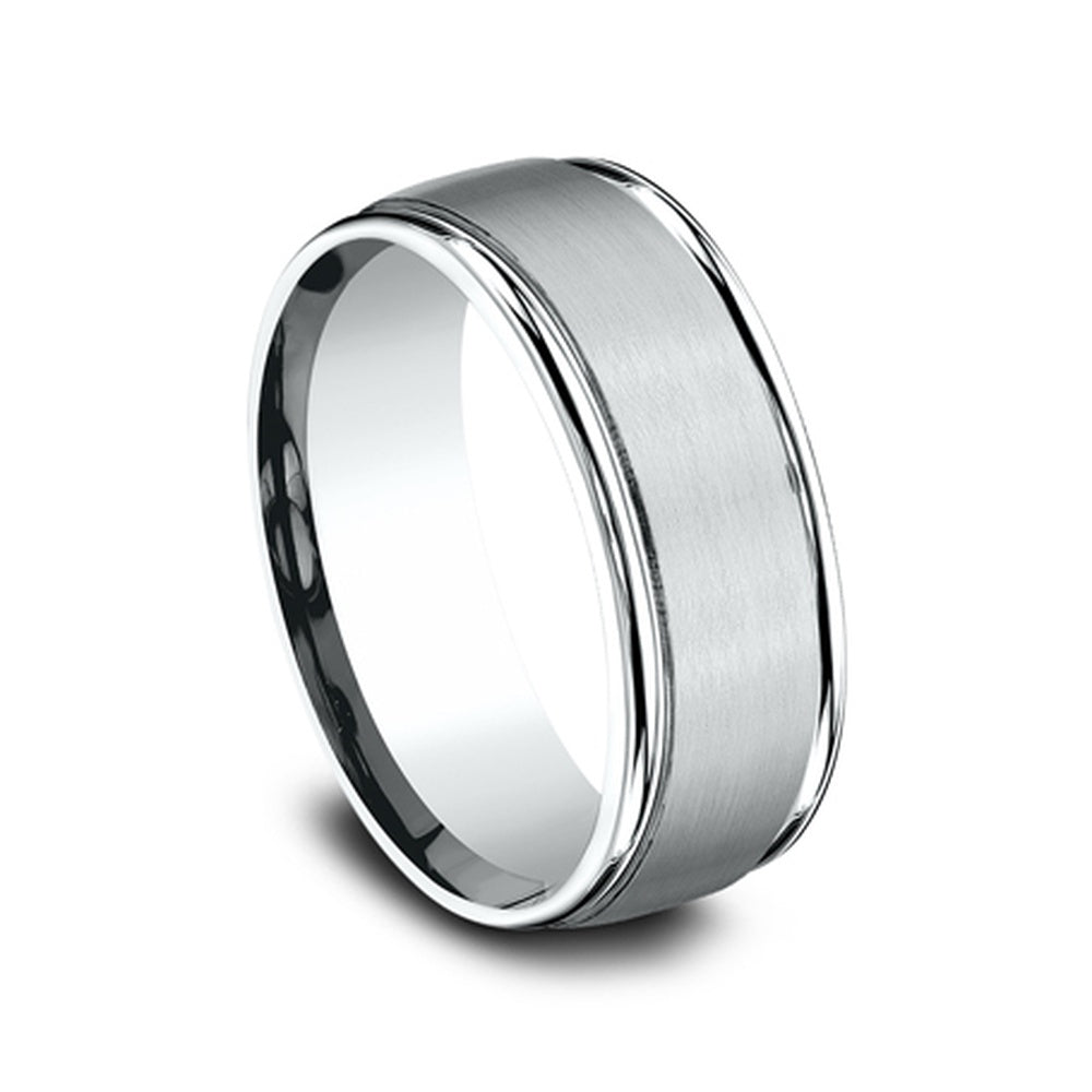 The Washington Men's Wedding Band in 14K White Gold - 8mm Width by Benchmark